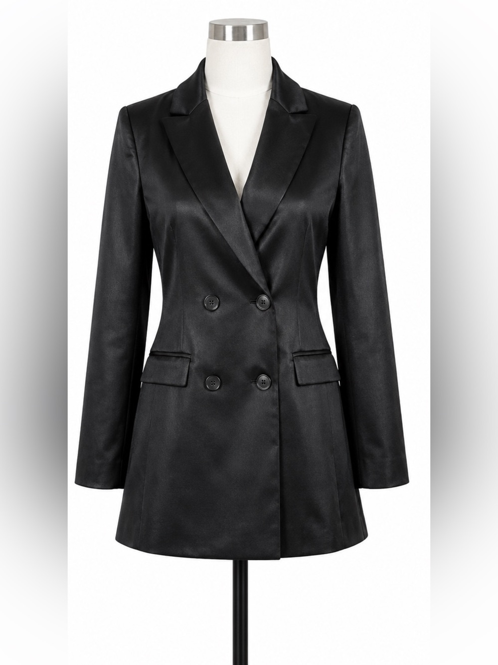 NWT H&M Black Double-Breasted Satin Blazer Dress